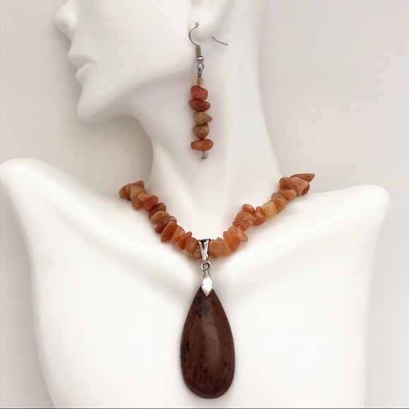 Carnelian and Mahogany Obsidian Bead Necklace - Picture 1 of 8